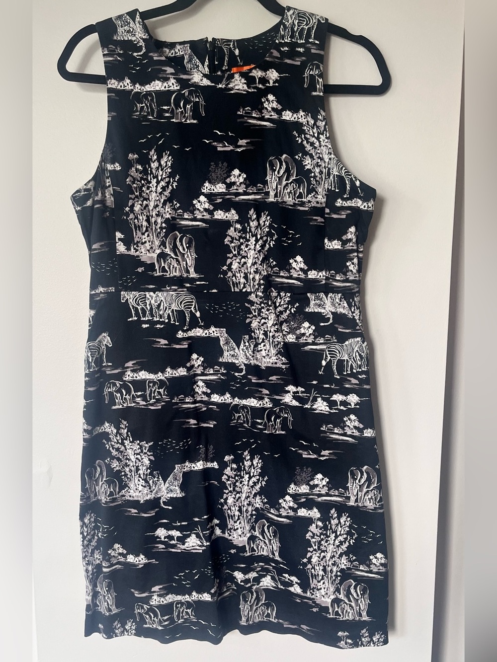 Joe Fresh Safari Toile Pocket Shift Dress | Black & Cream | Size 10